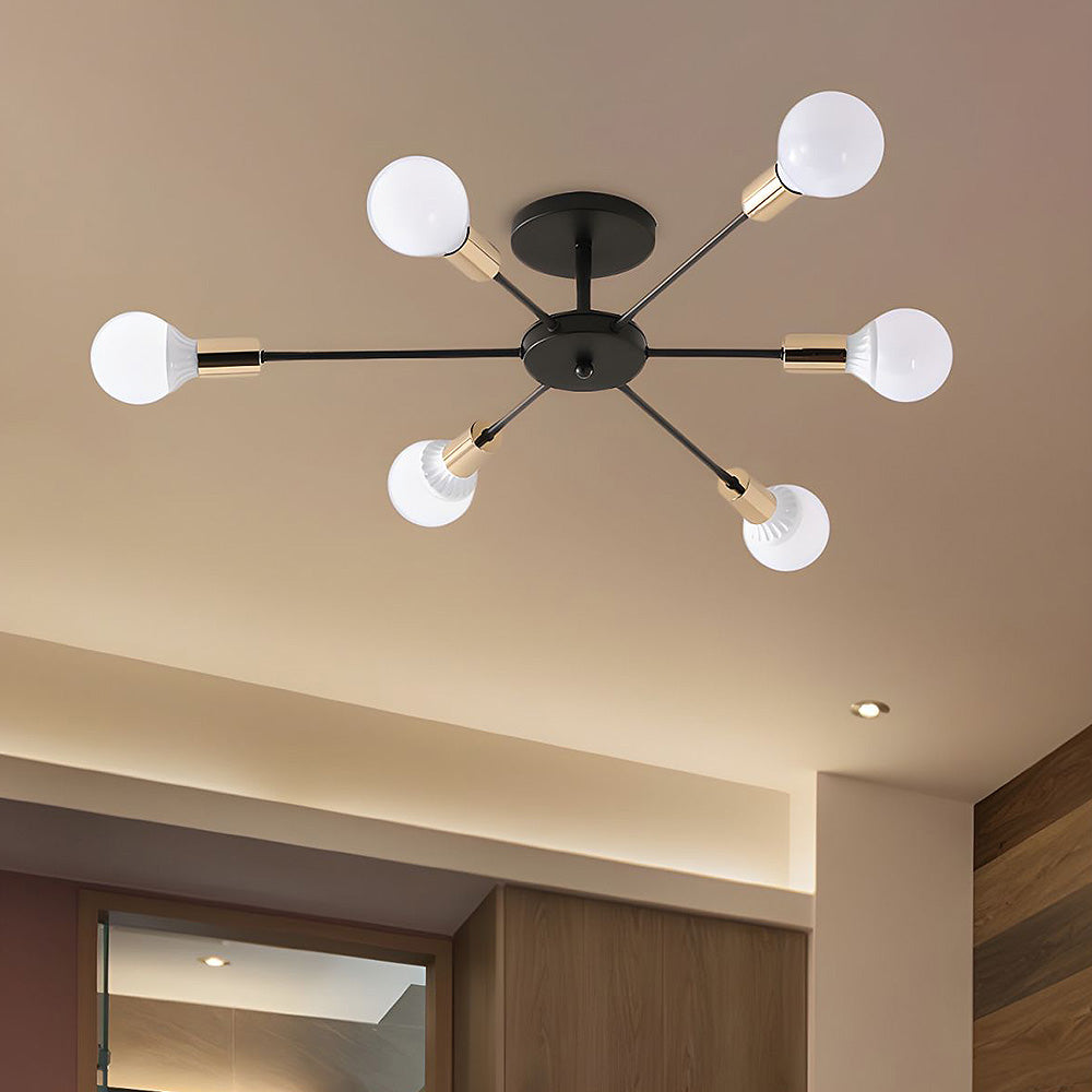 Black Simple Iron Multi-Head Chandelier For Bedroom 1