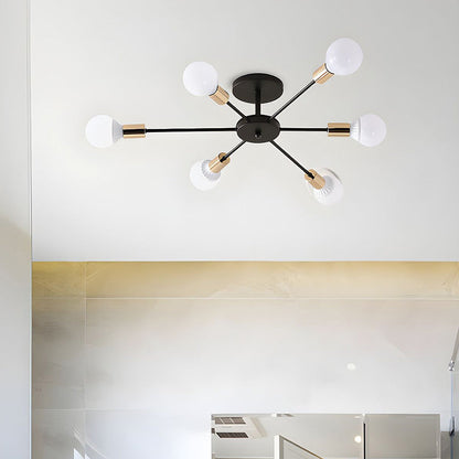 Black Simple Iron Multi-Head Chandelier For Bedroom 4