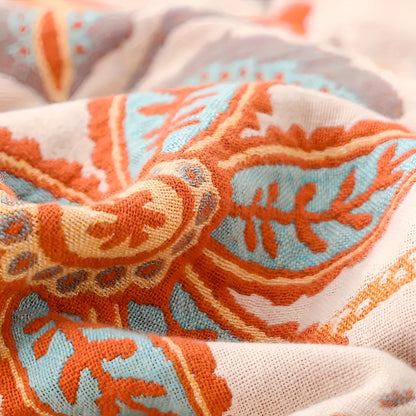 Colorful Floral Fringed Throw Blanket