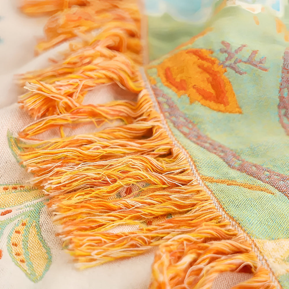 Colorful Floral Fringed Throw Blanket