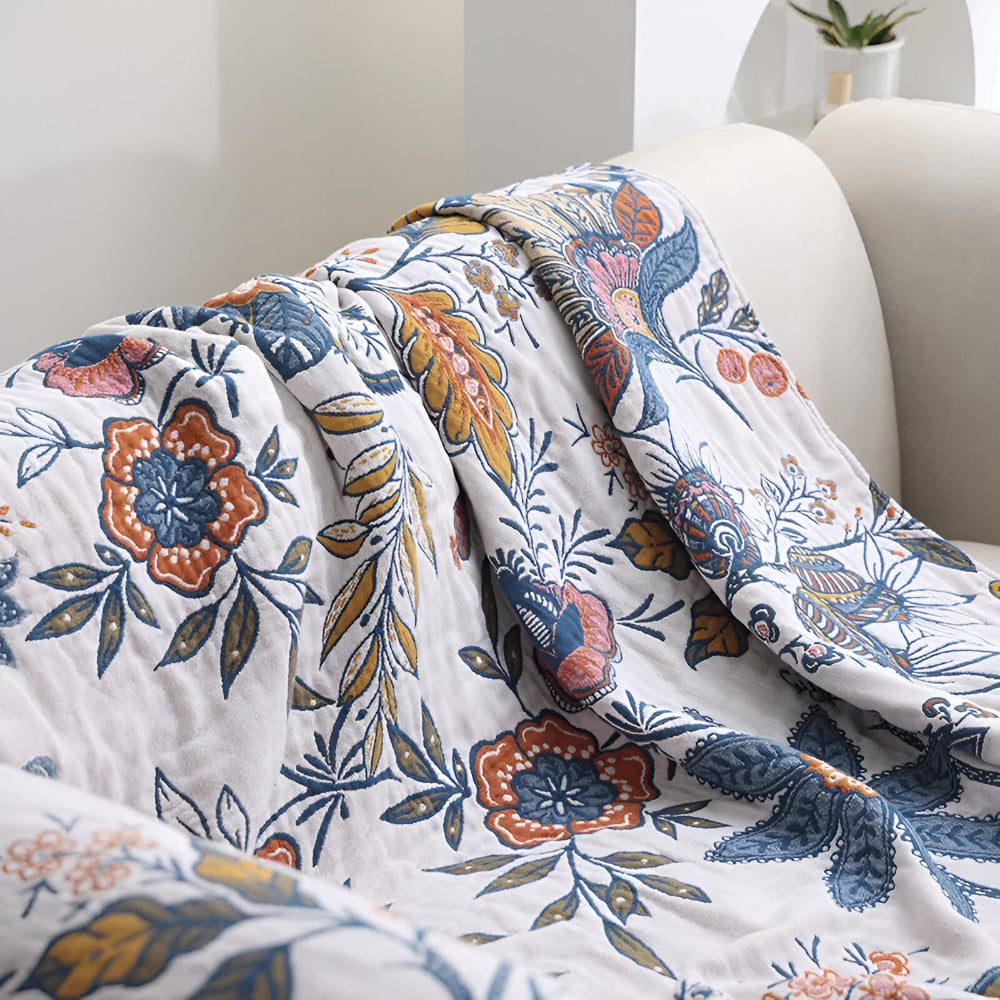 Colorful Floral Soft Reversible Throw Blanket