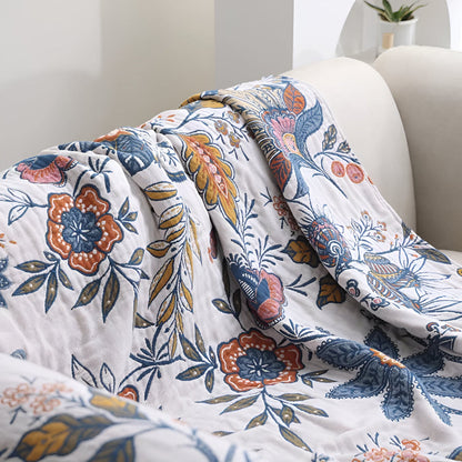 Colorful Floral Soft Reversible Throw Blanket