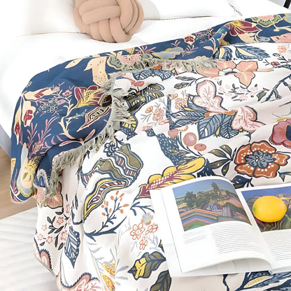 Colorful Floral Soft Reversible Throw Blanket