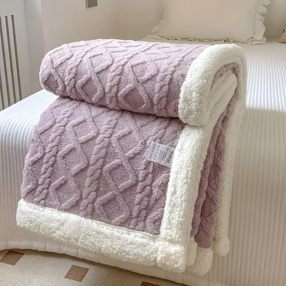 Soft Plush Throw Blanket with Textured Pattern