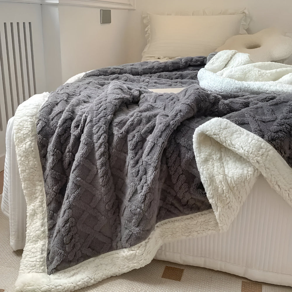 Soft Plush Throw Blanket with Textured Pattern
