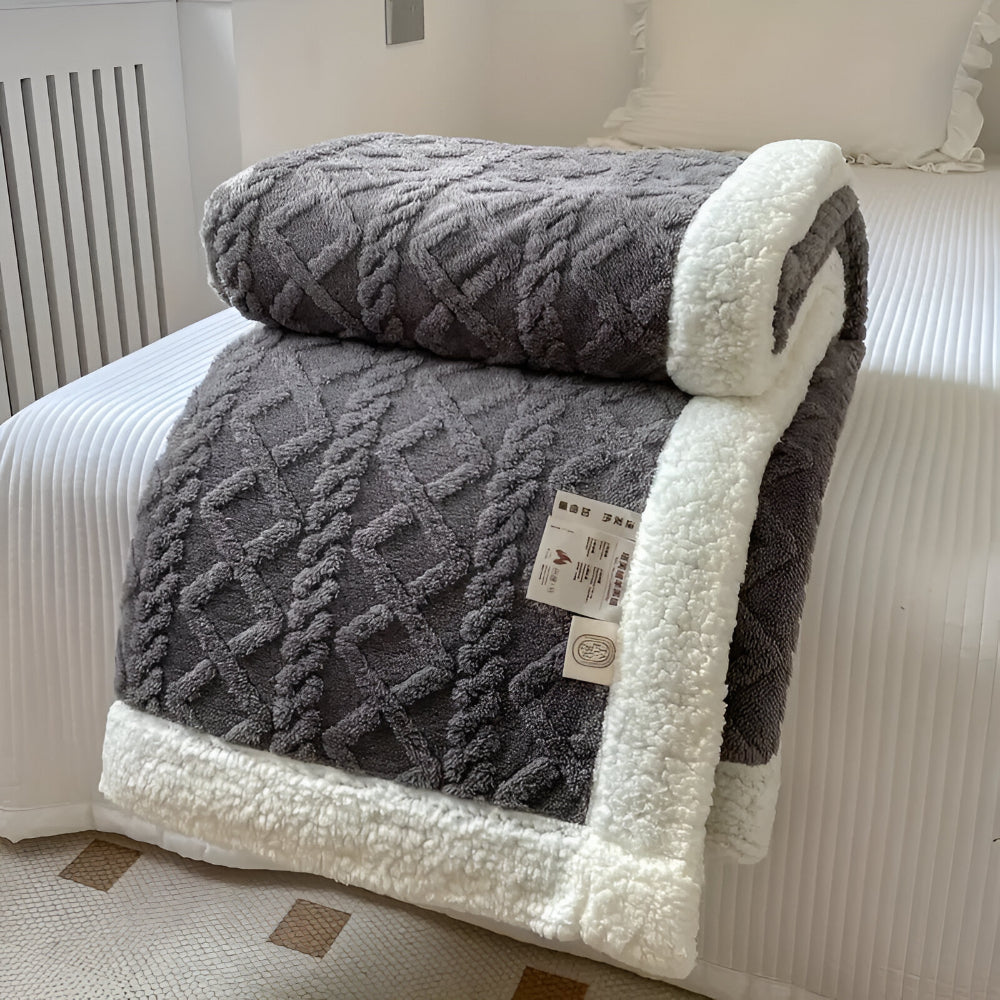 Soft Plush Throw Blanket with Textured Pattern - Lusomart