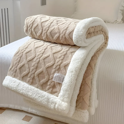 Soft Plush Throw Blanket with Textured Pattern
