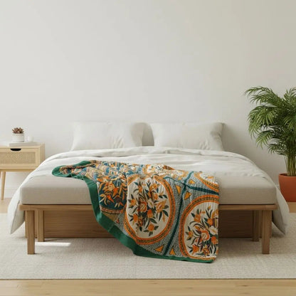 Gauze blanket made from cotton with decorative floral print ideal for home comfort