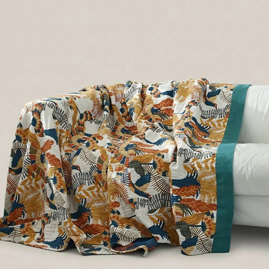 Soft Floral Layered Cotton Throw Sofa Blanket - Lusomart