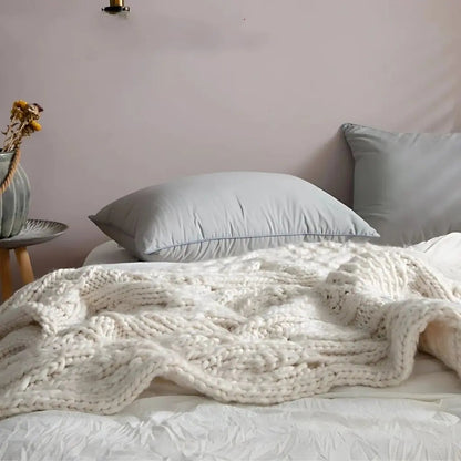 Thick handcrafted wool throw blanket featuring rich texture perfect for cozy living room decor