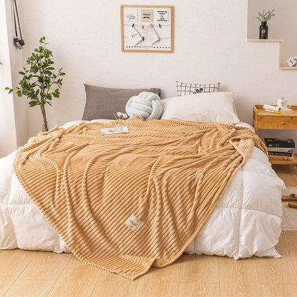 Quality fleece throw with smooth finish and substantial weight for versatile layering bedding
