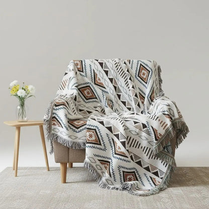 Colorful Patterned Cotton Throw Blanket - Lusomart