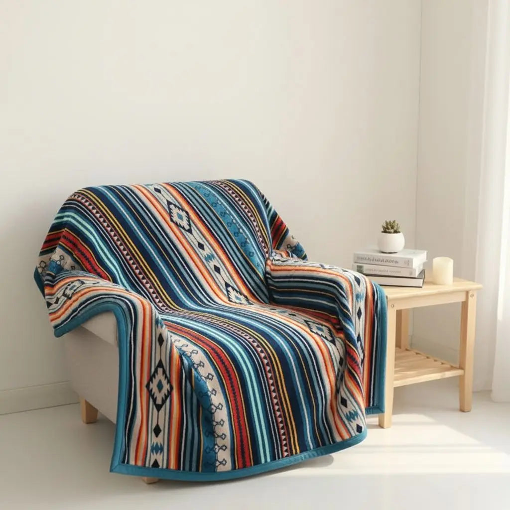 Plush Geometric Pattern Fleece Blanket - Lusomart