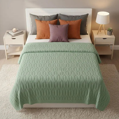 Bamboo throw blanket draped on bed natural fiber bedding for bedroom decor
