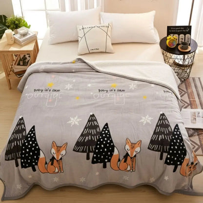 Decorative flannel blanket with polar bear print design perfect for bedroom and living space warmth