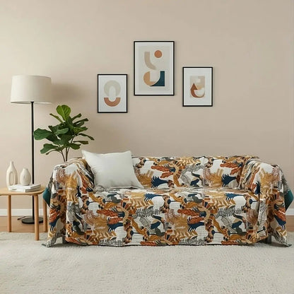  Cotton botanical blanket nature print throw gauze weave dust cover spring summer fall