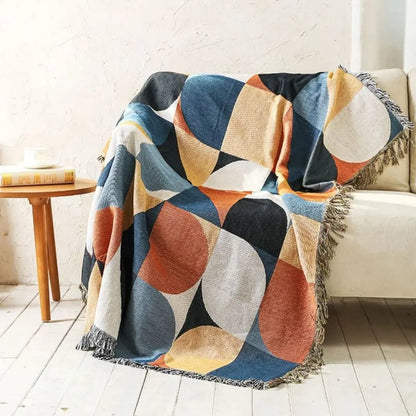 Boho geometric outdoor blanket multipurpose throw cover tablecloth versatile outdoor decor textile