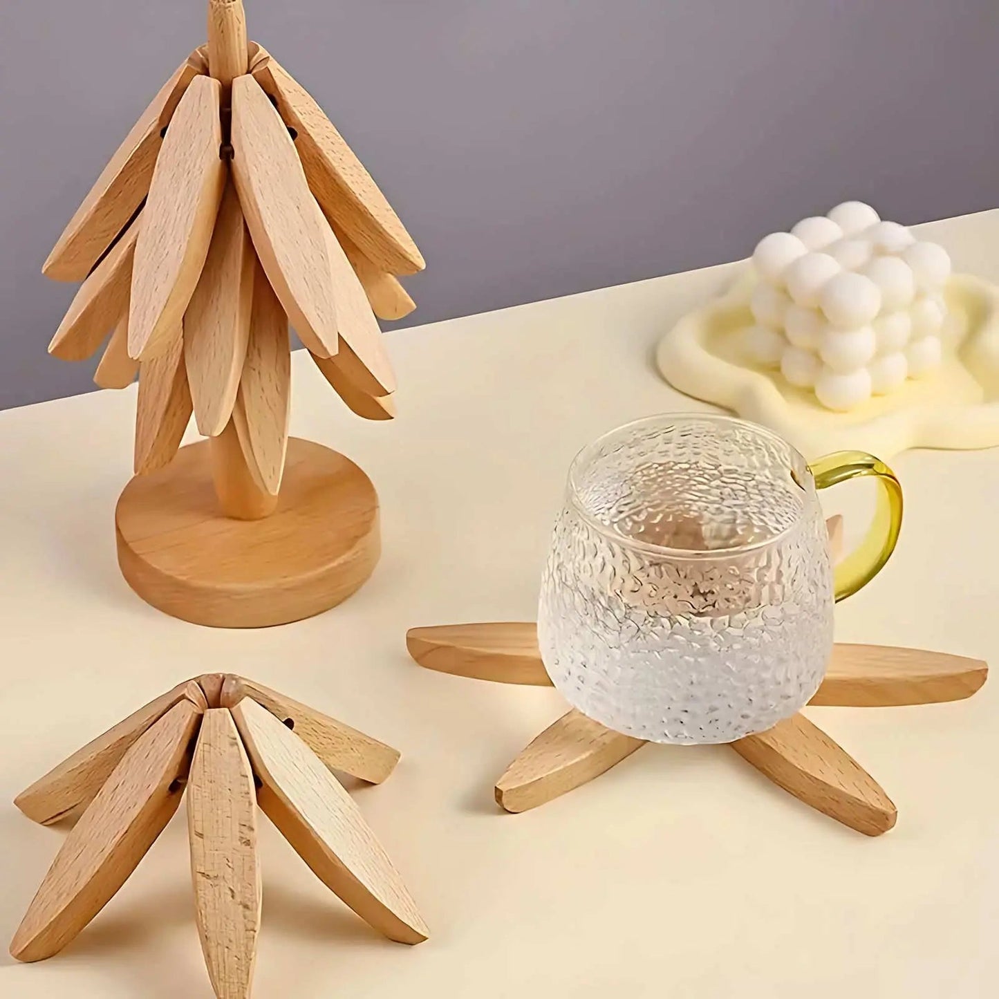 BloomNest™ - Wooden Tree Coaster Set Inovessa
