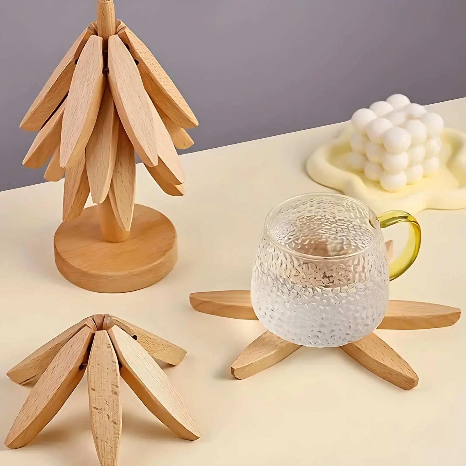 BloomNest™ - Wooden Tree Coaster Set Inovessa