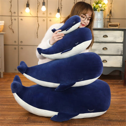 Blue and white plush whale cuddly toy 1