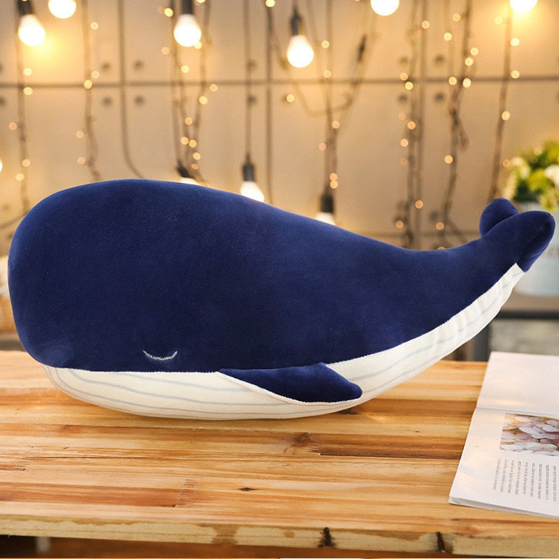 Blue and white plush whale cuddly toy 3