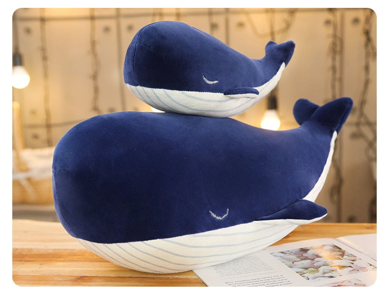 Blue and white plush whale cuddly toy 4