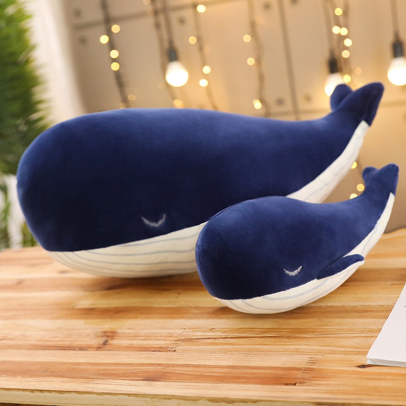 Blue and white plush whale cuddly toy 5