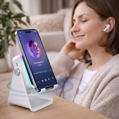 Wireless Charging Phone Stand with Bluetooth Speaker