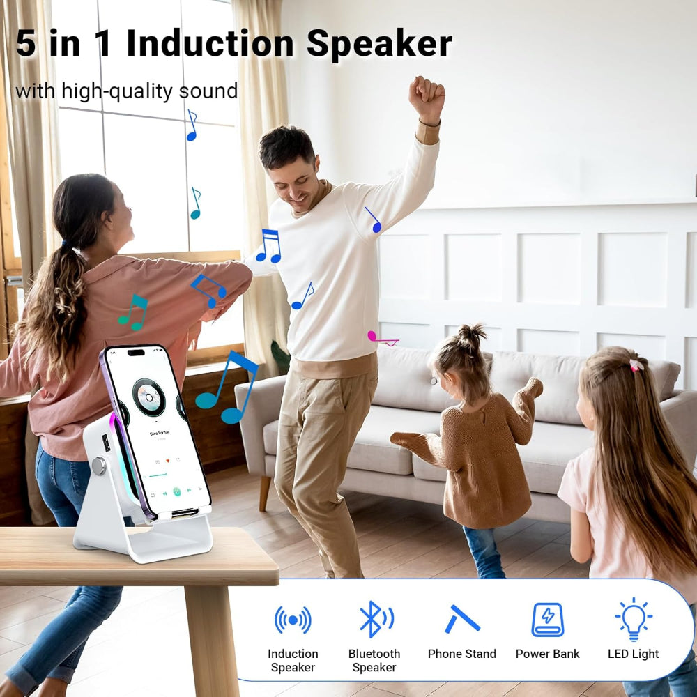 Wireless Charging Phone Stand with Bluetooth Speaker