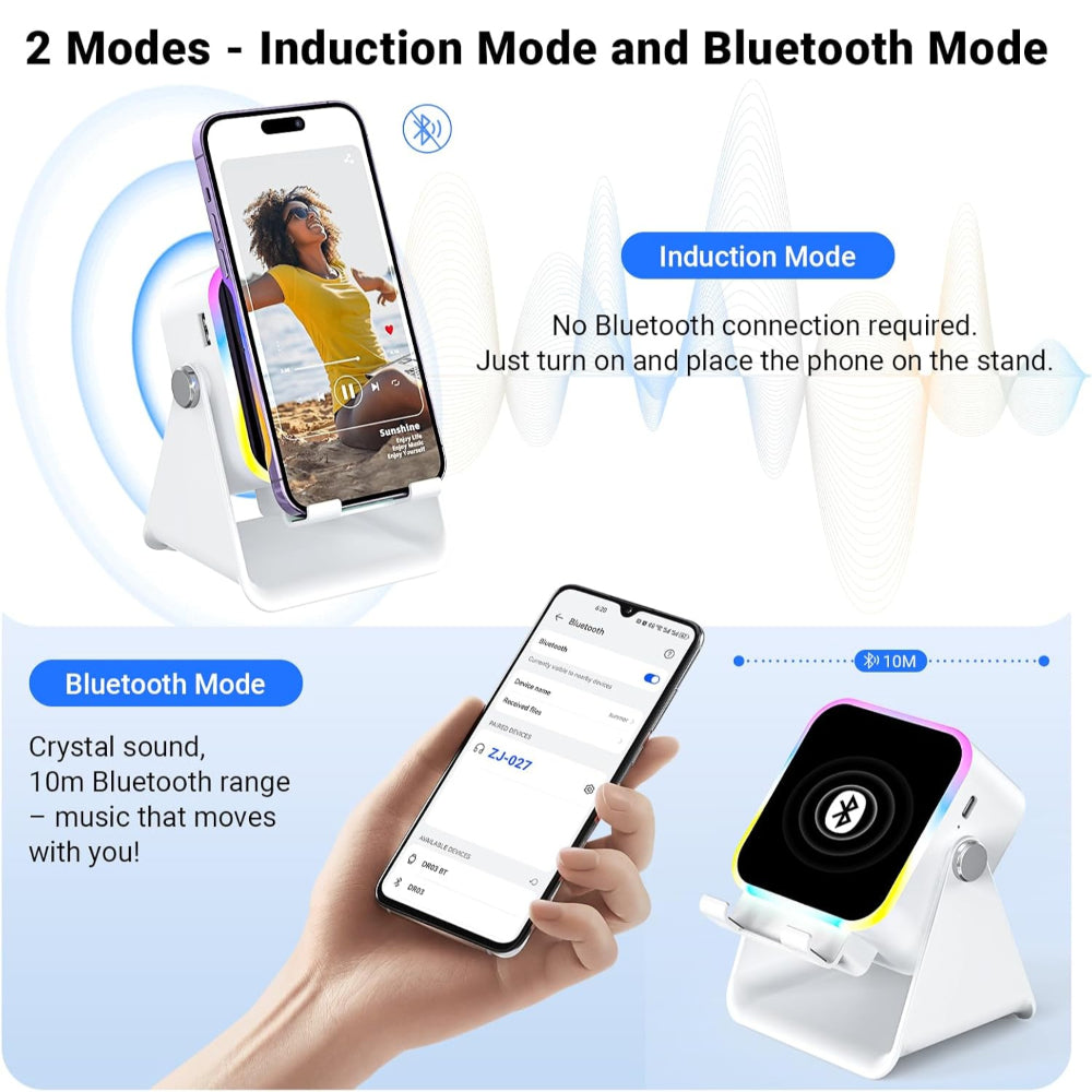 Wireless Charging Phone Stand with Bluetooth Speaker