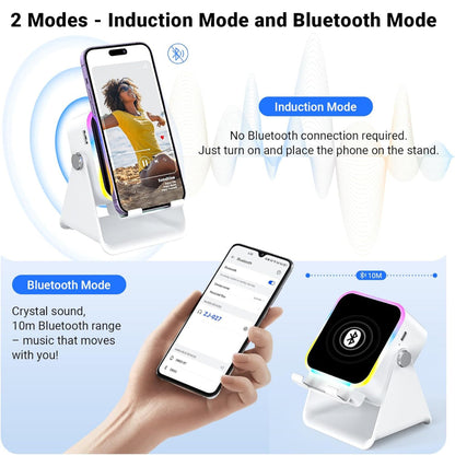 Wireless Charging Phone Stand with Bluetooth Speaker