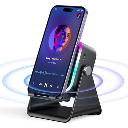Wireless Charging Phone Stand with Bluetooth Speaker
