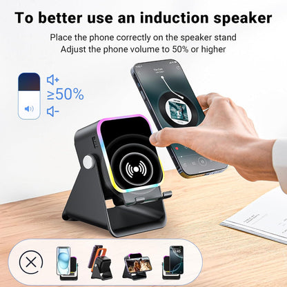 Wireless Charging Phone Stand with Bluetooth Speaker