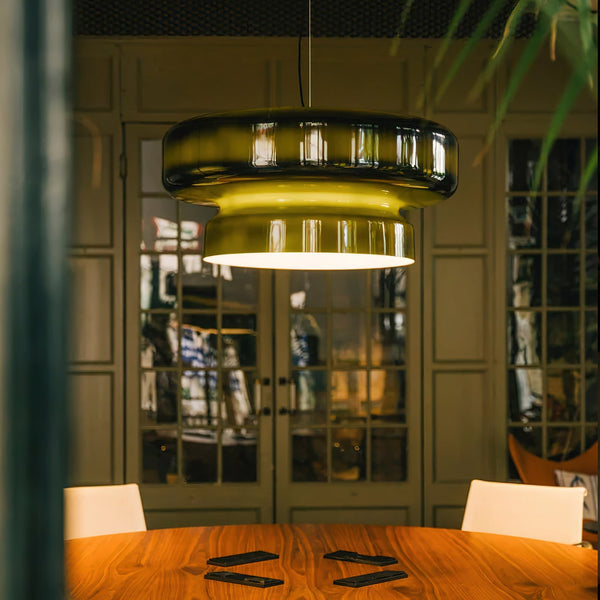 Unique Handblown Glass Hanging Lamp with Natural Shape