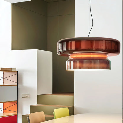 Unique Handblown Glass Hanging Lamp with Natural Shape