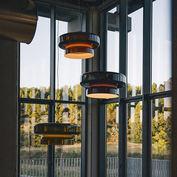 Unique Handblown Glass Hanging Lamp with Natural Shape