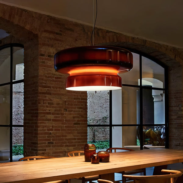 Unique Handblown Glass Hanging Lamp with Natural Shape