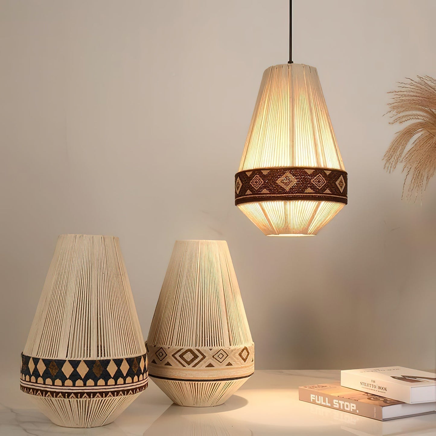 Chic Textured Shade Hanging Lamp
