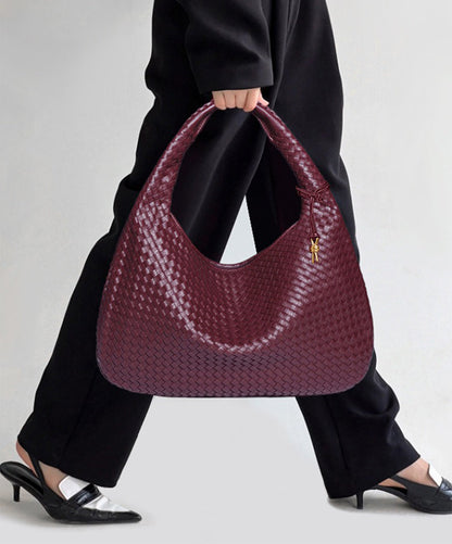 Red Faux Leather Tote Handbag 18x13x8in