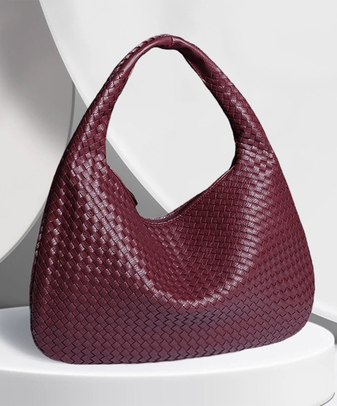 Red Faux Leather Tote Handbag 18x13x8in - Lusomart