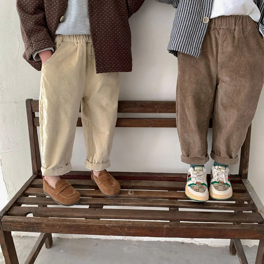 Soft Kids Jogger Pants Beige Brown Boys Comfort Pants - Lusomart