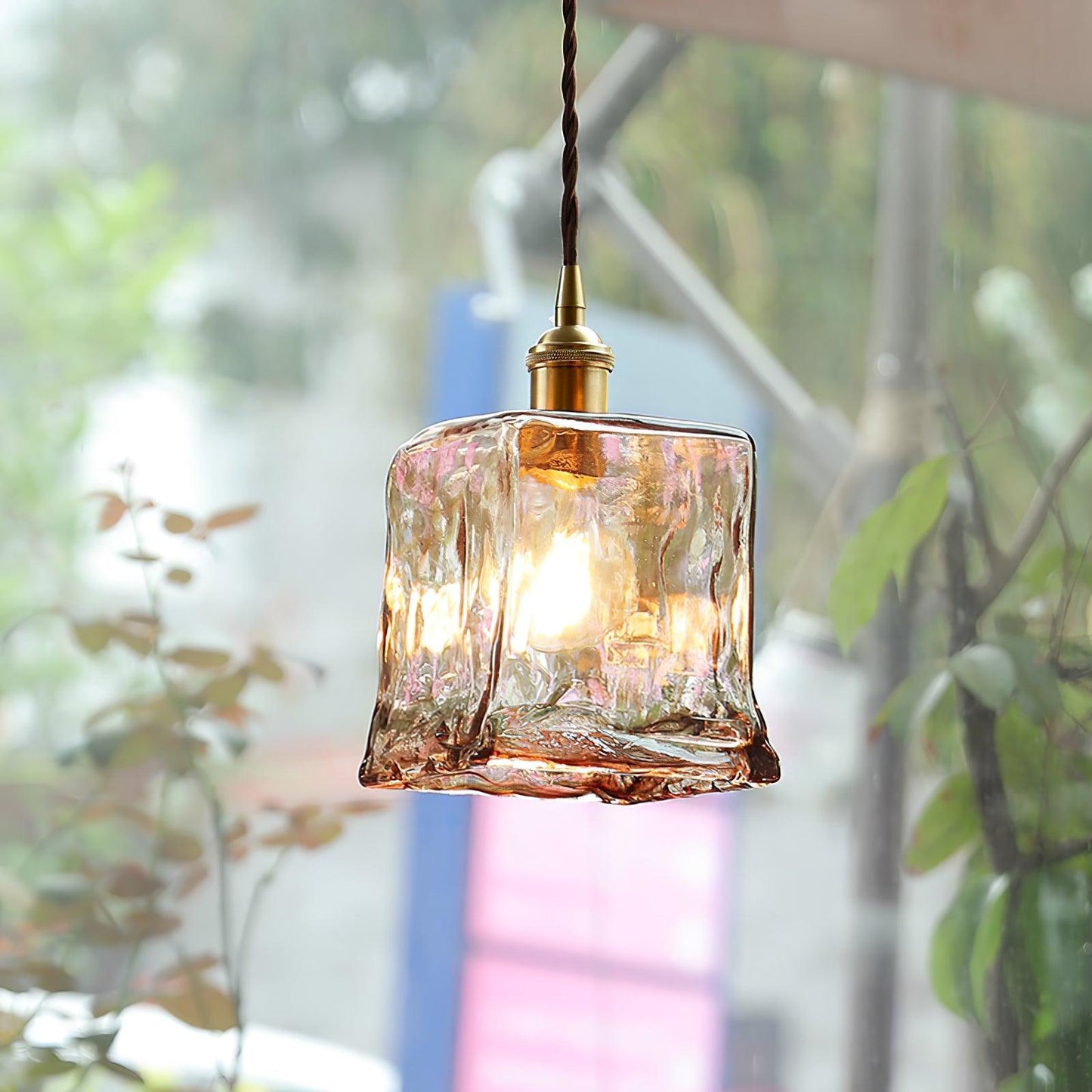 Classic Golden Glass Hanging Lamp