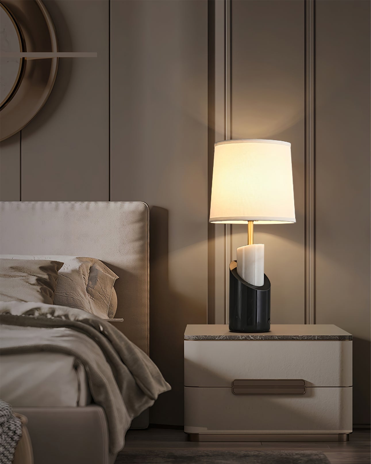 BrassAura – Marble Table Lamp with Luxe Brass Finish 6
