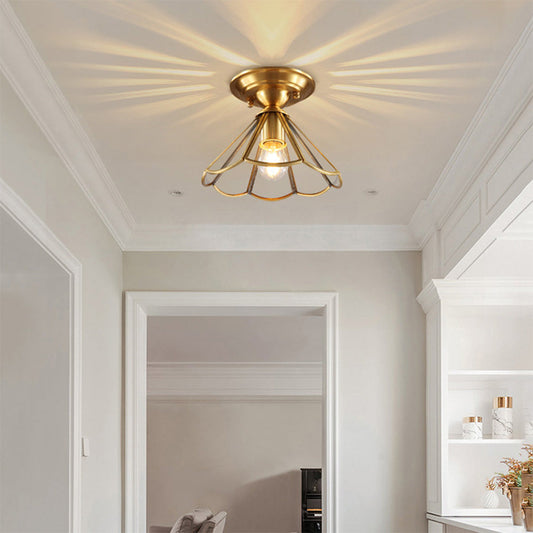 Warm Brass Glass Pendant Light for Living Room - Lusomart