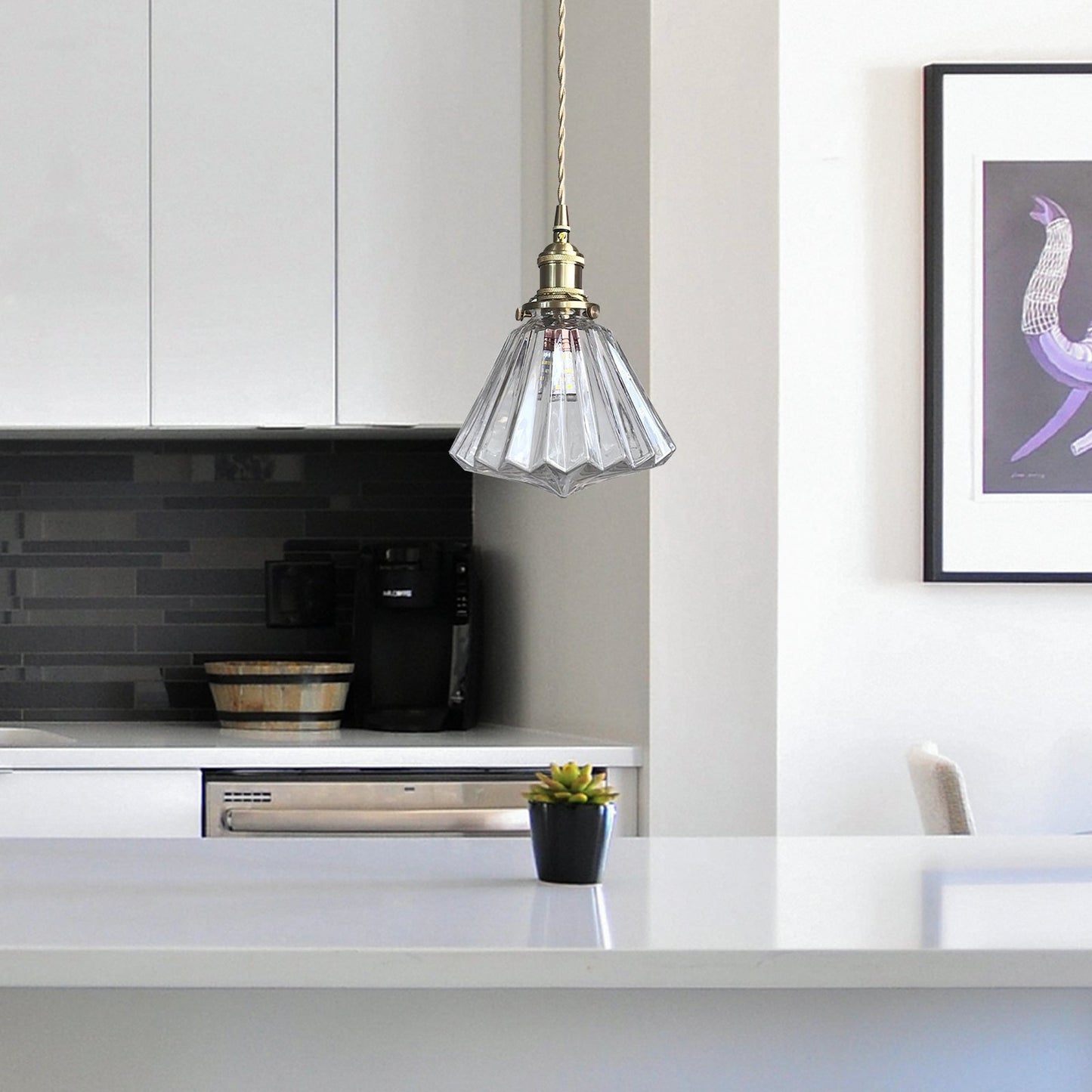 Brass Glass Ceiling Pendant Lights For Kitchen 8
