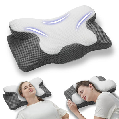 Contour Neck Memory Foam Pillow With Cool Cover - Lusomart