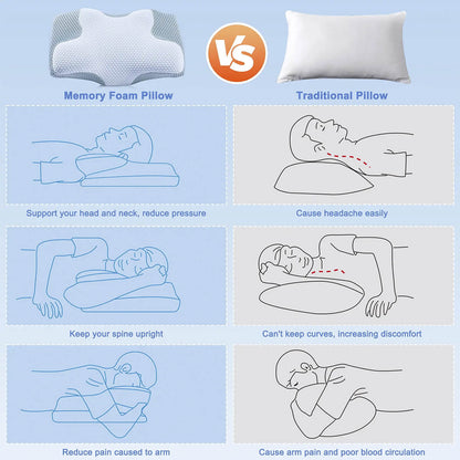 Contour Neck Memory Foam Pillow With Cool Cover
