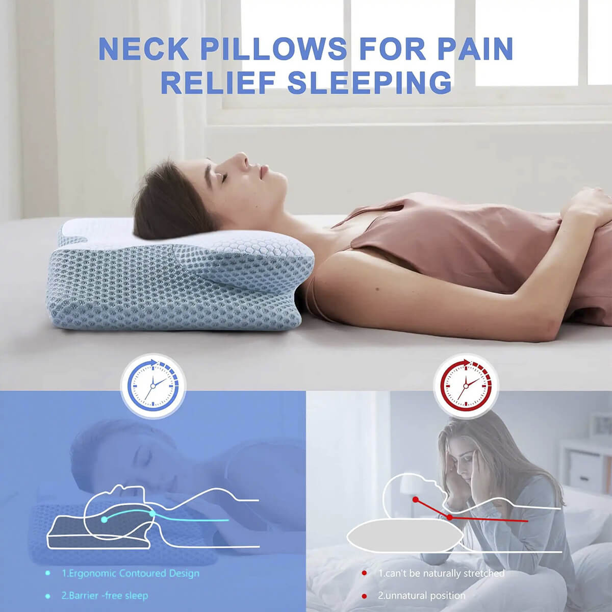Contour Neck Memory Foam Pillow With Cool Cover