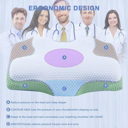Contour Neck Memory Foam Pillow With Cool Cover