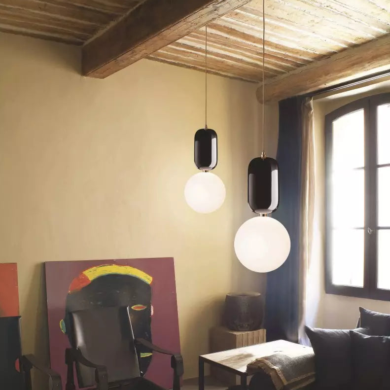 Sleek Dual Glass Hanging Lamp